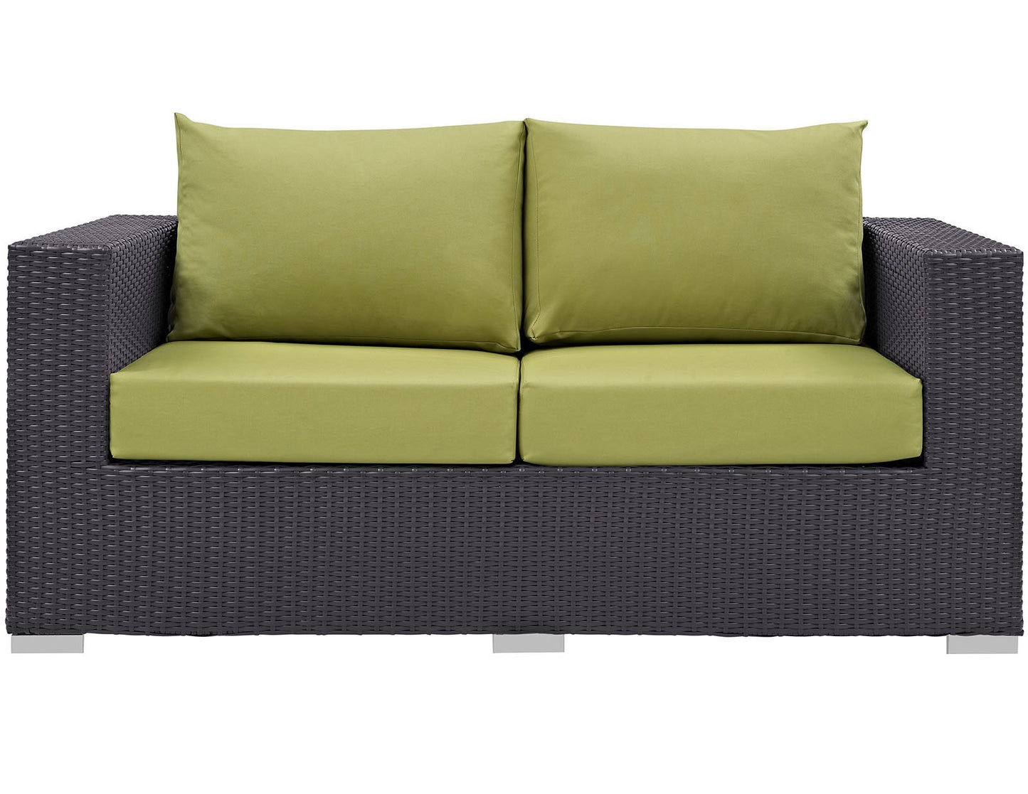 Modway Convene Wicker Rattan Outdoor Patio Loveseat in Espresso Peridot