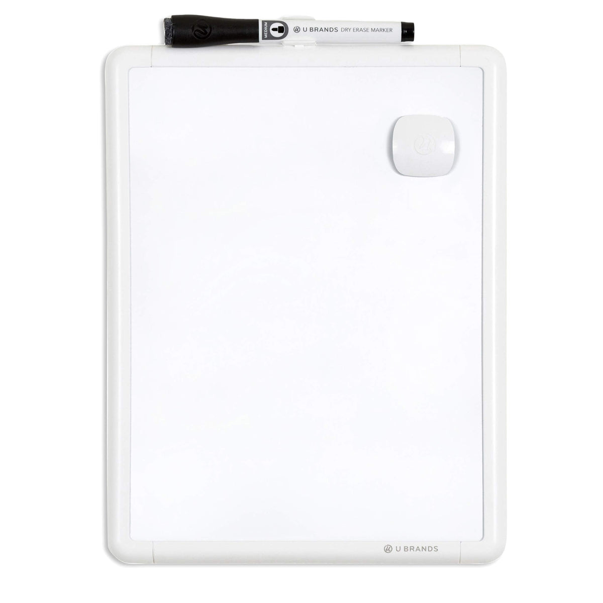 U Brands Contempo Magnetic Small Whiteboard, 8.5” x 11”, White Modern Frame, Mini White Board for Students, Fridge and Locker Dry Erase Board, Includes Marker & Magnet