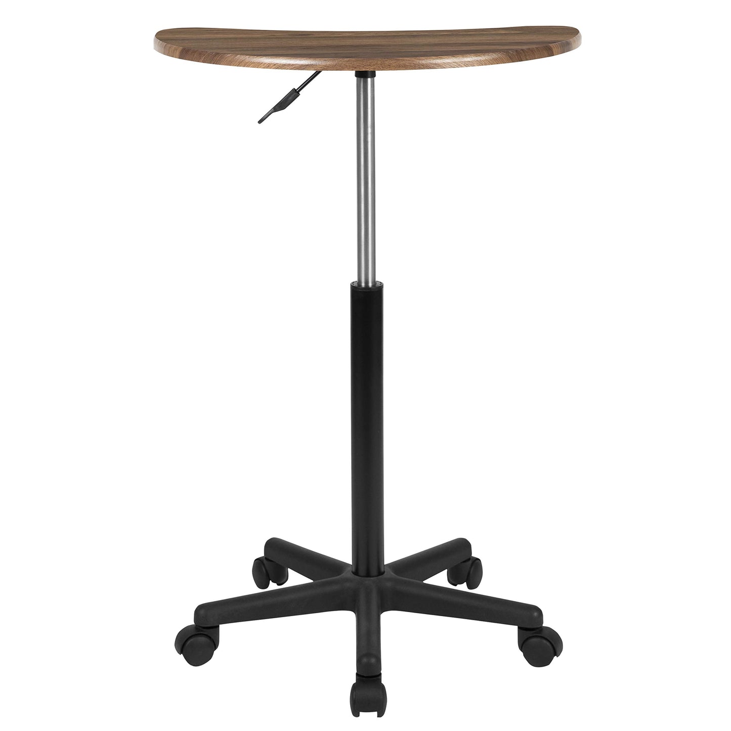 Flash Furniture Eve Rustic Walnut Sit to Stand Mobile Laptop Computer Desk with Heavy Duty Nylon Base and Dual Wheel Casters