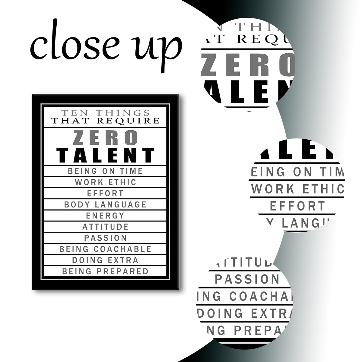 Motivational Canvas Wall Art Zero Talent Inspirational Poster Print Positive Quotes Pictures Painting Artwork for Home Office Bedroom Living Room Wall Decor Ready to Hang [18''Wx24''H]