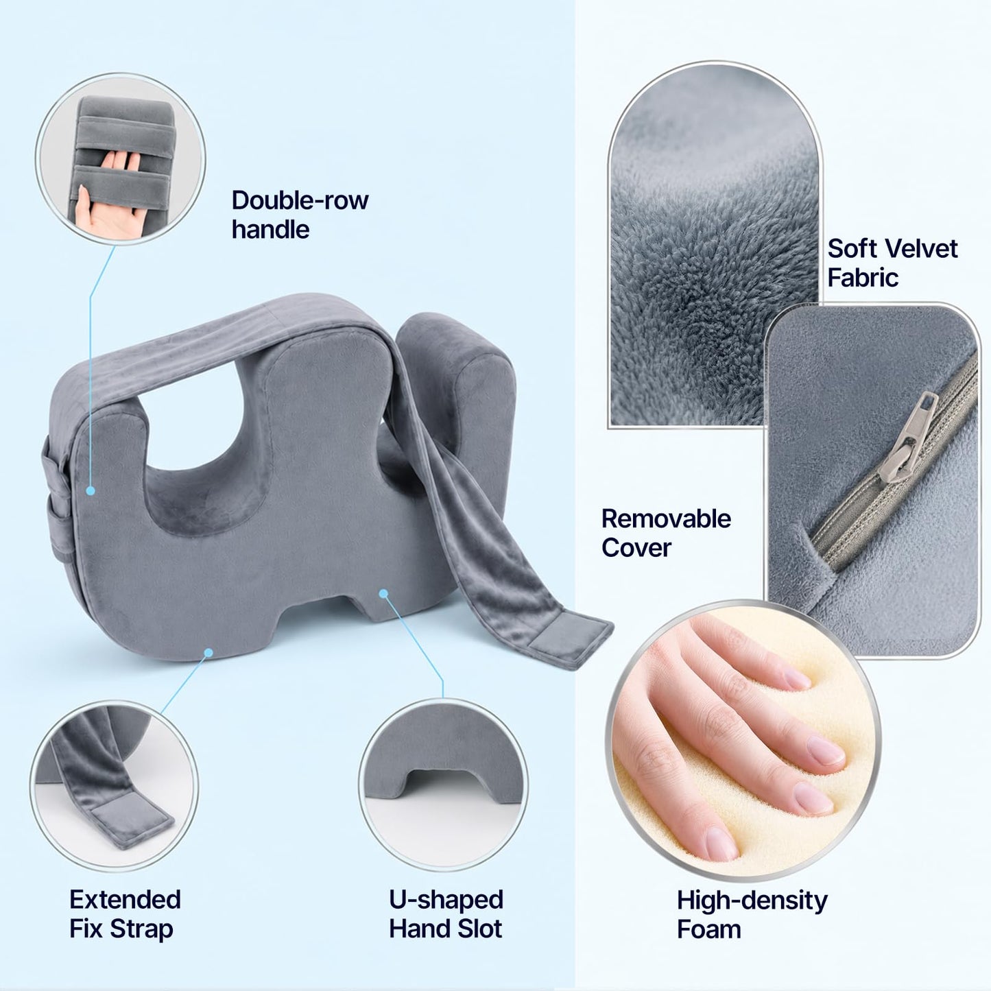 Patient Turning Device for Elderly,Adjustable Height Positioning Pillow with Handle,U-Shaped Bed Ridden Patient Nursing Supplies,Lift Assist Turning Pillow for Diaper Change,Bedsore Pressure Relief
