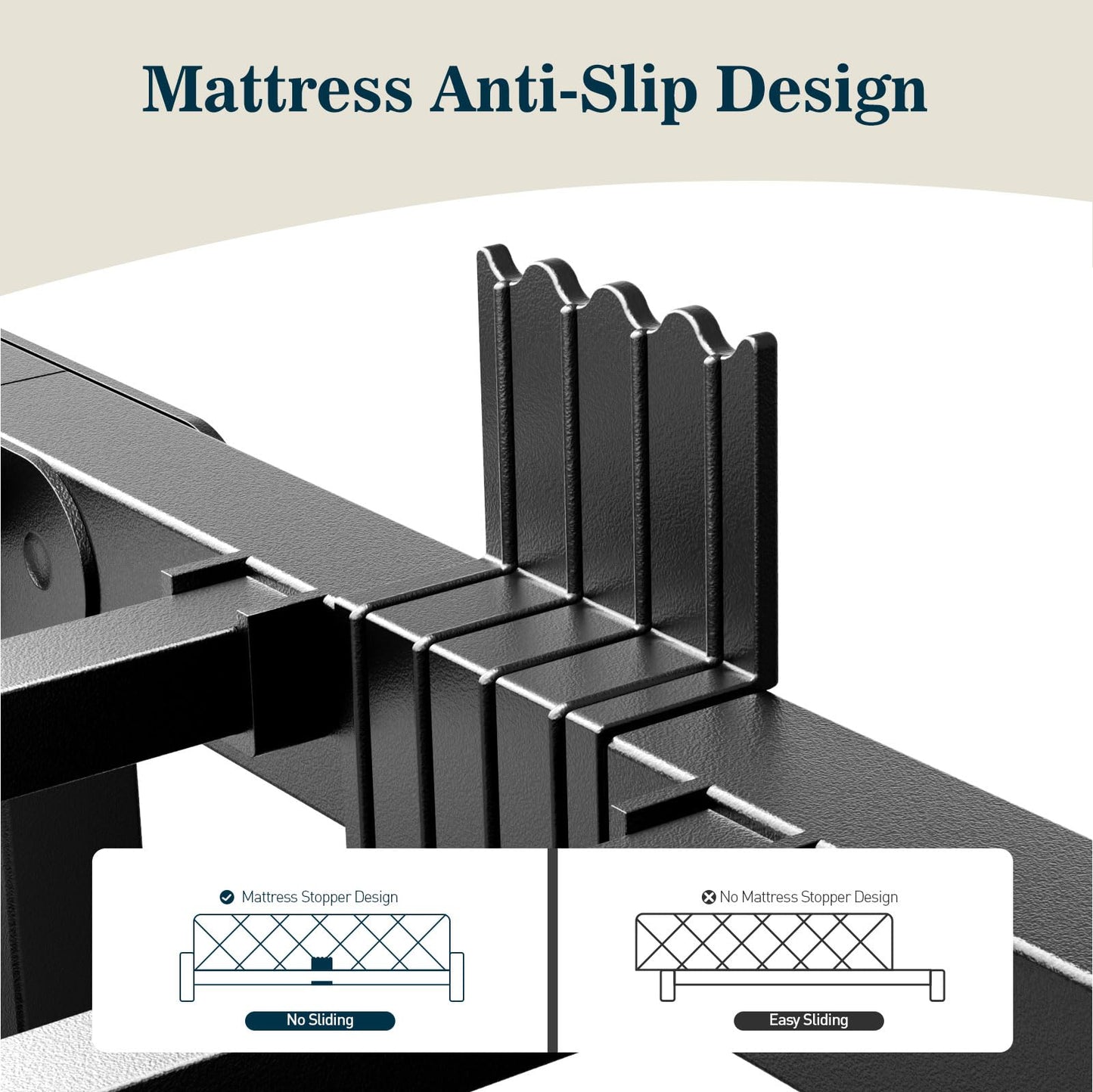 hiyuehome Twin Bed Frame,14 Inch 3500LBS Heavy Duty Noise-Free Metal Platform with Mattress Stoppers Retainers,Headboard Compatible,No Box Spring Needed,Easy Assembly, Round Feet