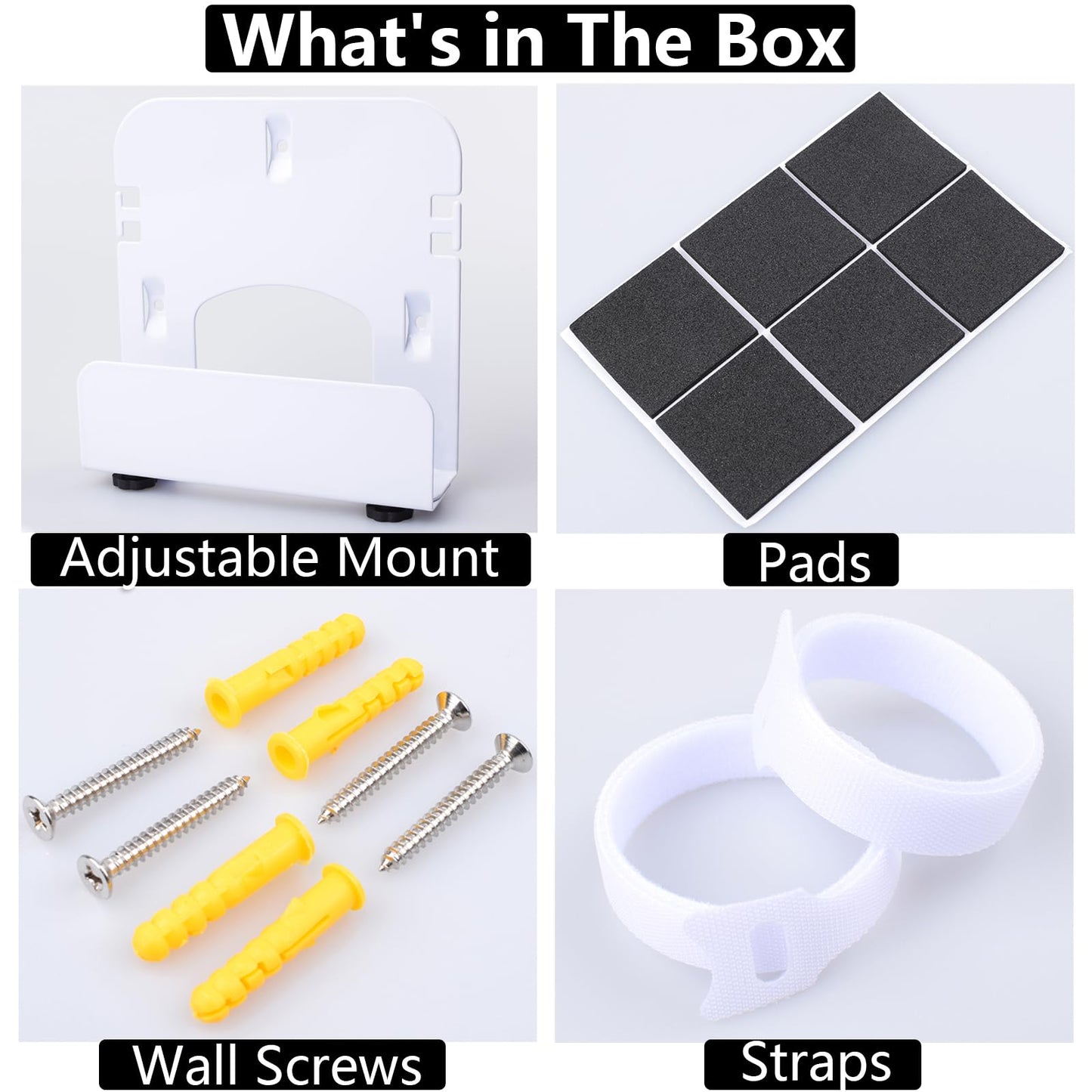 Gmailmall Cable Box Mount Modem Adjustable Wall Mount for Most Narrow Media Players Compatible with Roku, Router, Fire TV, M4 Mac mini, Beelink, Cable Box, and Other Streaming Media Players