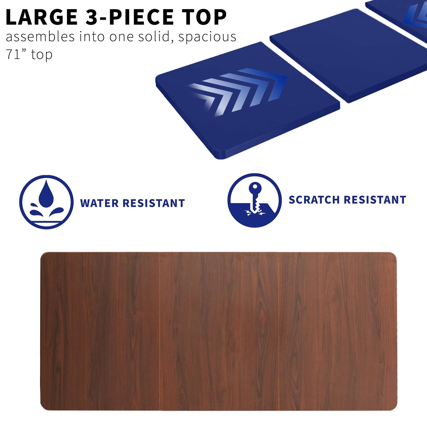 VIVO Universal 71 x 36 inch Table Top for Standard and Sit to Stand Height Adjustable Home and Office Desk Frames, Dark Walnut Extra-Wide Desktop, DESK-TOP72-36D