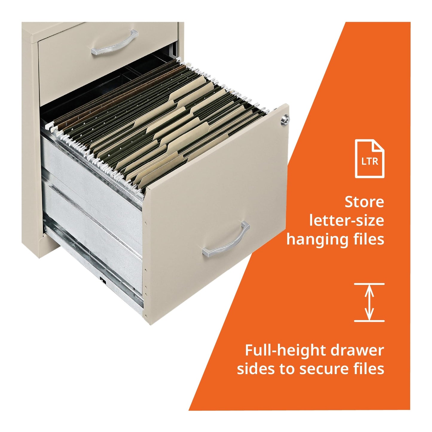 NuSparc 2 Drawer Locking Filing Cabinet | Pre-Assembled Steel Construction | Low-Profile Design is Perfect for Home and Small Office | Letter-Size | Assembled in USA