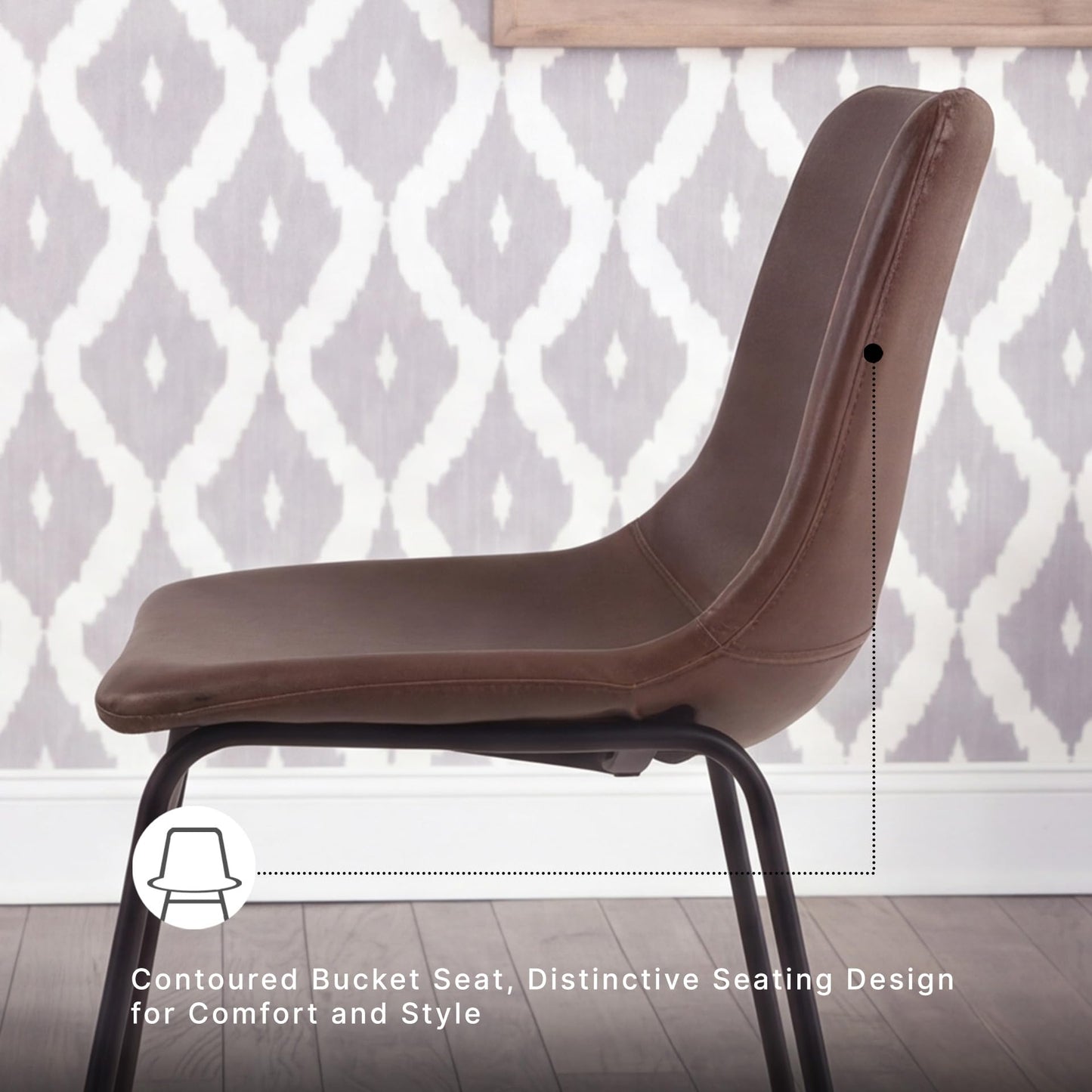 Signature Design by Ashley Mid Century Centiar 18.75" Dining Bucket Chair, 2 Count, Black and Brown