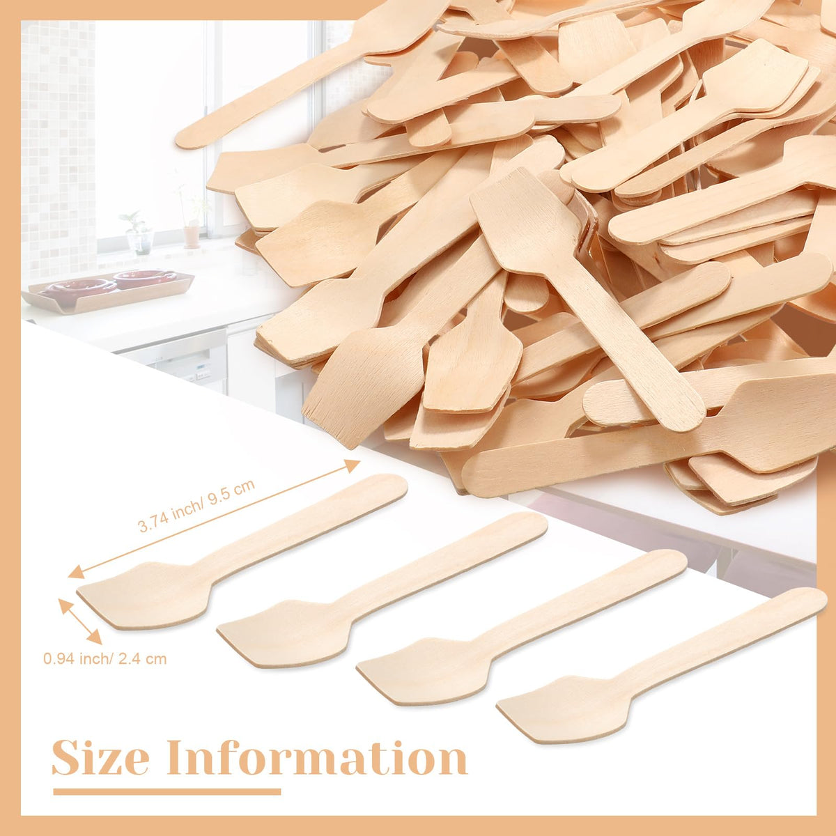 Sieral 1000 Pack 3.74" Disposable Mini Wooden Spoons Bulk Square End Tasting Sampling Ice Cream Spoons for Tasting Yogurt, Ice Cream, Dessert