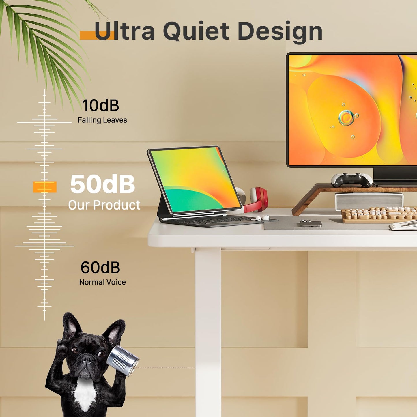 JOY worker Small Electric Standing Desk, 35" x 20" Whole Piece Height Adjustable Desk with Memory Controller, White Sit to Stand Desk Workstation for Home Office