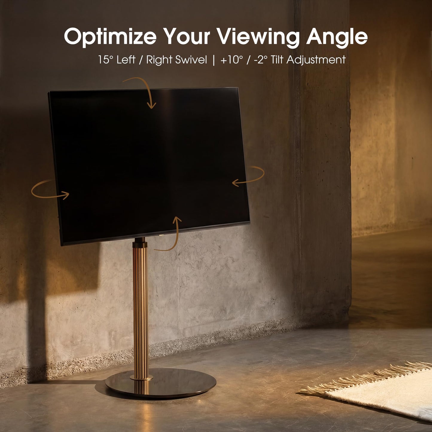 AOKCOS Aluminum Grille Floor TV Stand for 32-65 inch TVs up to 88lbs, Swivel and Tilt TV Mount with Glass Base, Height Adjustable TV Stand for Living Room Bedroom