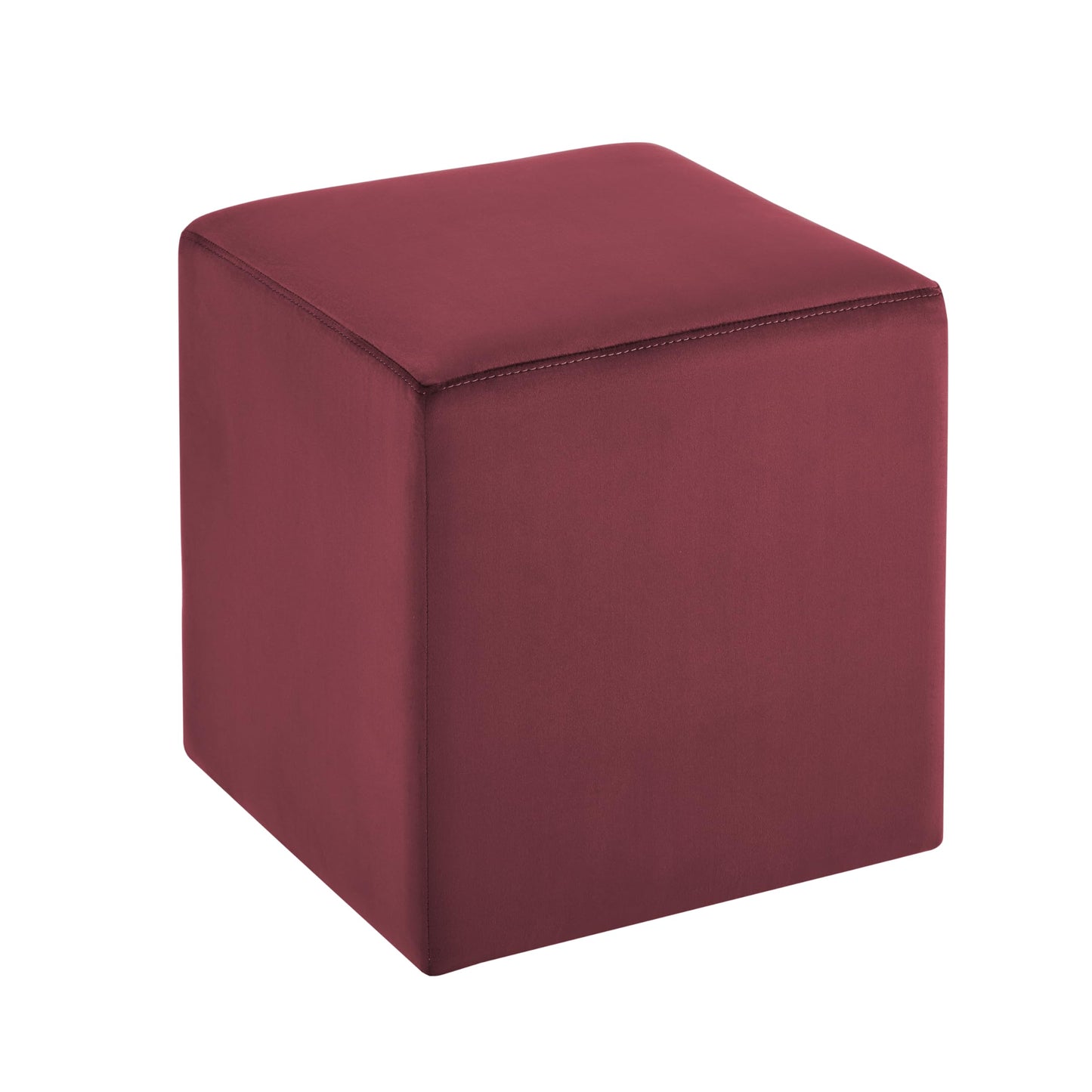 Studio Living® 18” Warren Ottoman Square Soft Velvet Bench, Stationary Ottomans, Backless Chair, Footrest for Living Room, Footstool Office, Bedroom, Padded Seat, Plum