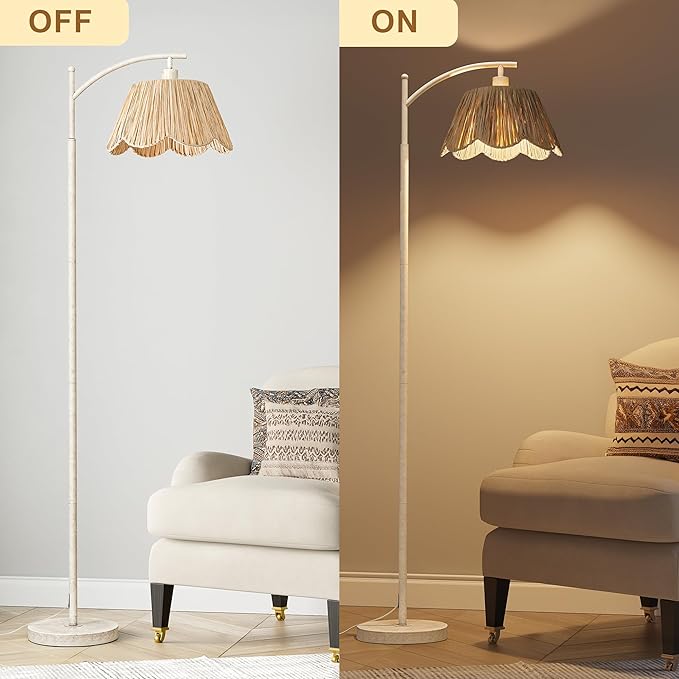 Oneach Rattan Floor Lamp for Living Room