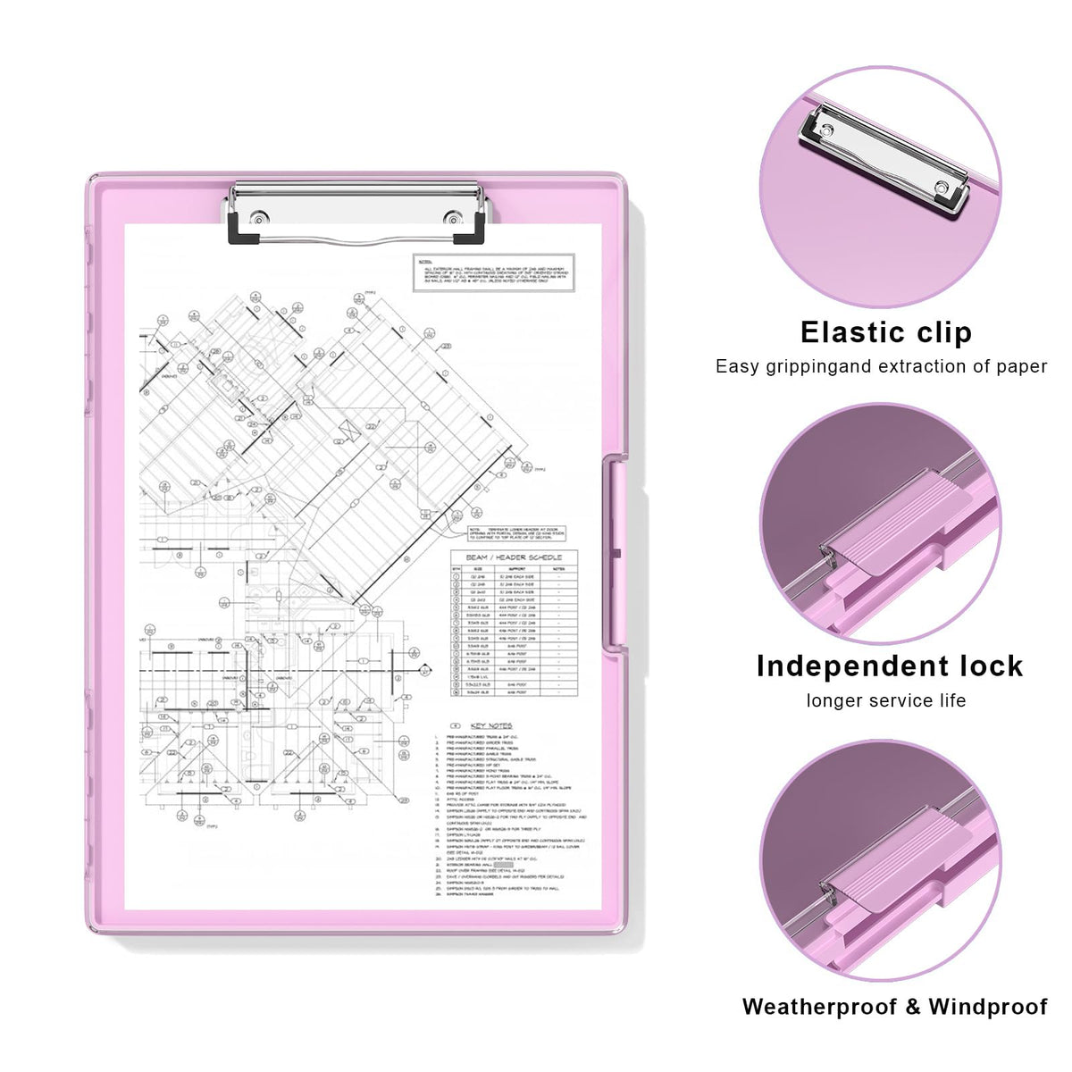 Hongri Clipboard with Storage, PalePink 8.5 x 11 Folder Nursing Side Opening, Heavy Duty with Dual Compartment, Smooth Writing for Teacher, Size 13.3 x 9.4 x 1.5 in, Office & School Supplies