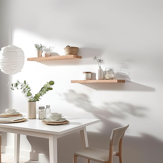YYWUOJJ Wood Floating Shelves for Wall Decor, Rustic Wall Shelves for Bedroom