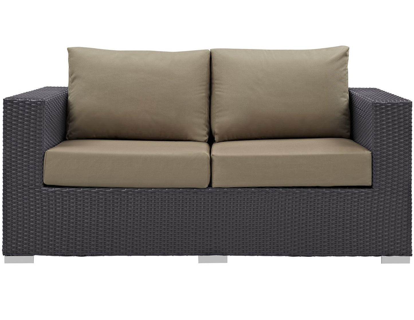 Modway Convene Wicker Rattan Outdoor Patio Loveseat in Espresso Mocha
