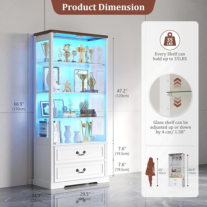 TAGELIER 67" Tall Display Cabinet