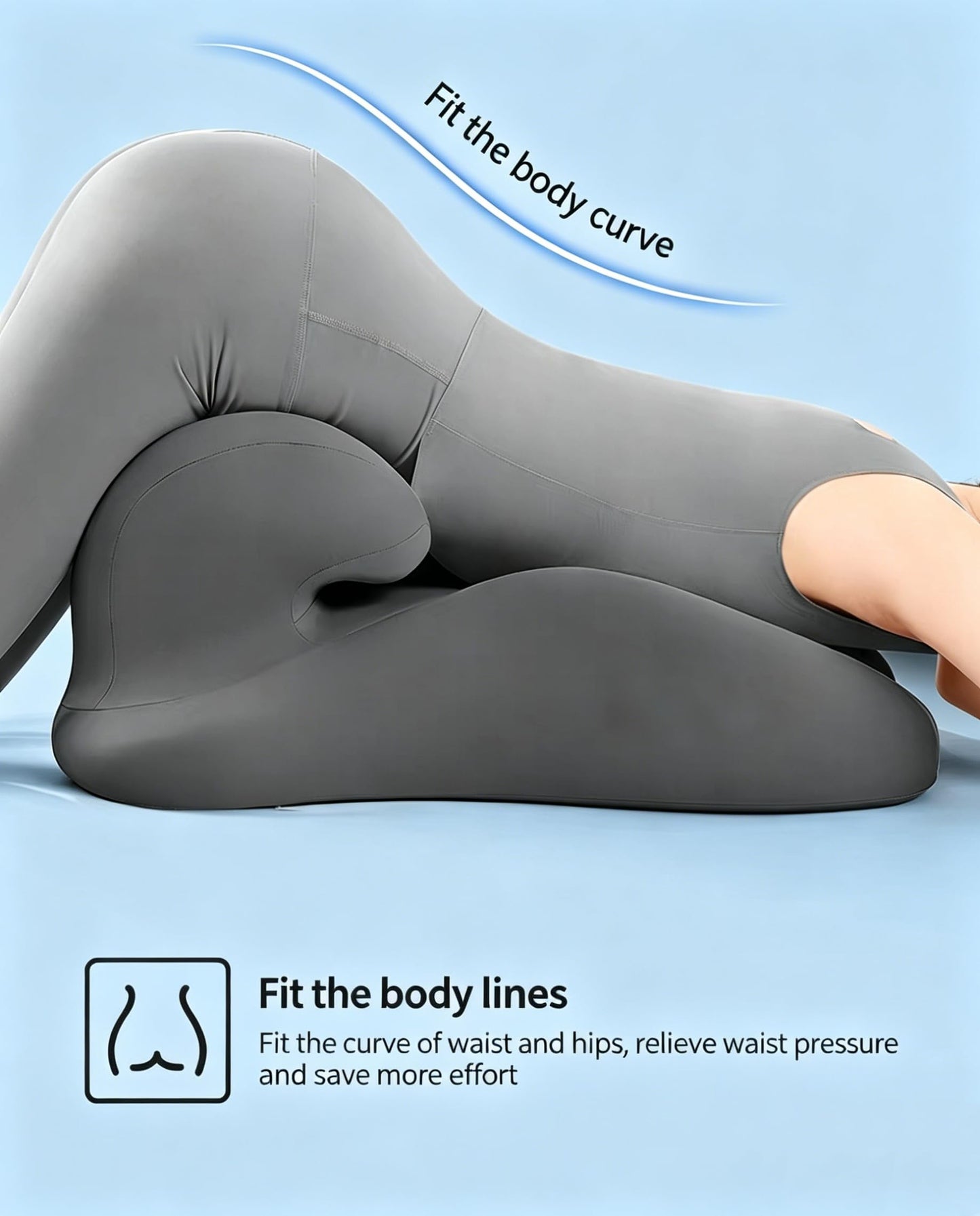 Memory Foam Hook‑Shaped Curved Wedge Pillow, Upgraded Firm Support for Back Pressure Relief & Leg Elevation, Multi‑Angle Posture Support for Reading, Gaming & Lying on Bed (Dark Gray)
