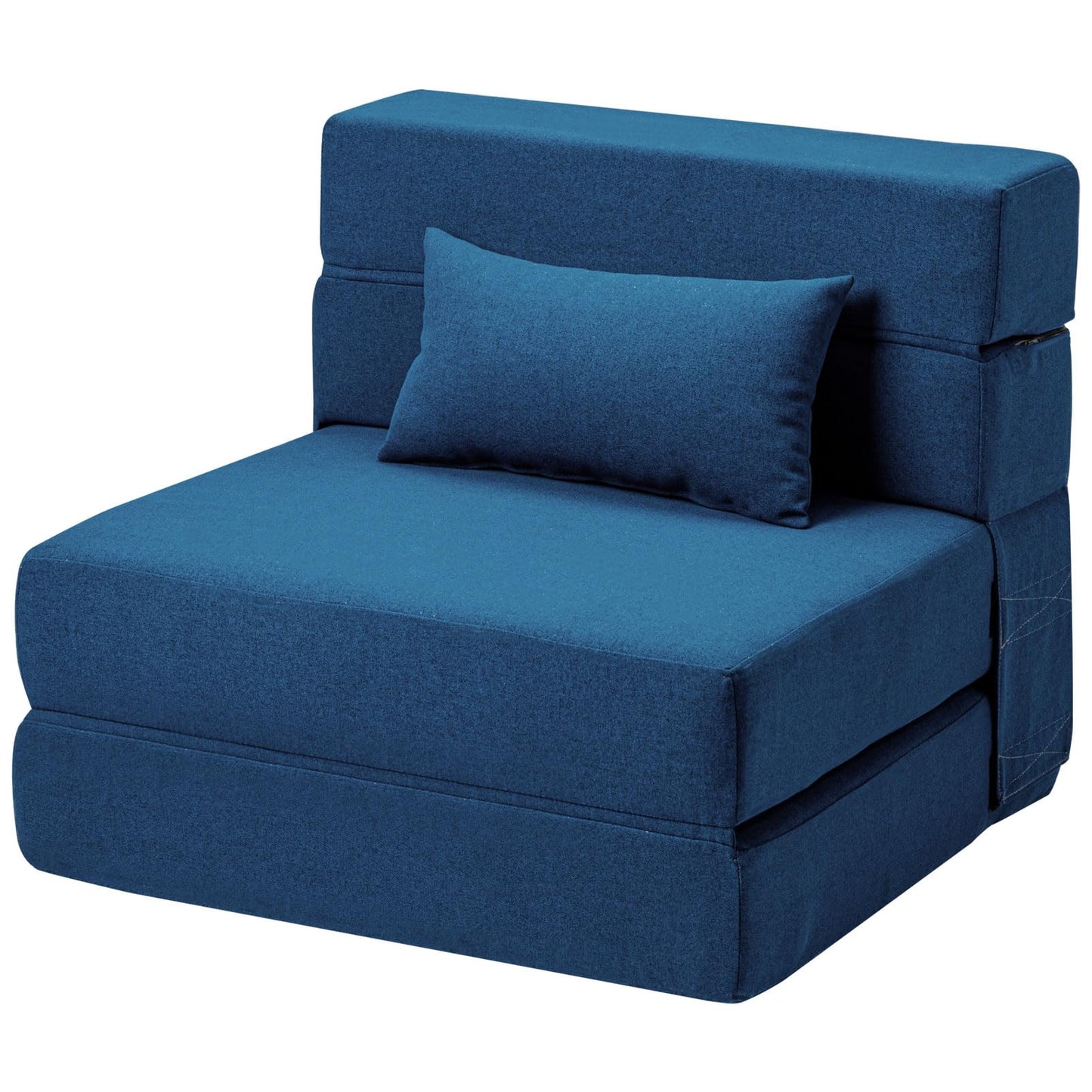 SUYOLS Folding Sofa Bed with Pillow- Convertible Chair Floor Couch & Sleeping Mattress, Foldable Memory Foam Sleeper for Living Room/Dorm/Guest Room/Home Office/Apartment/Loft, Single28,Navy Blue