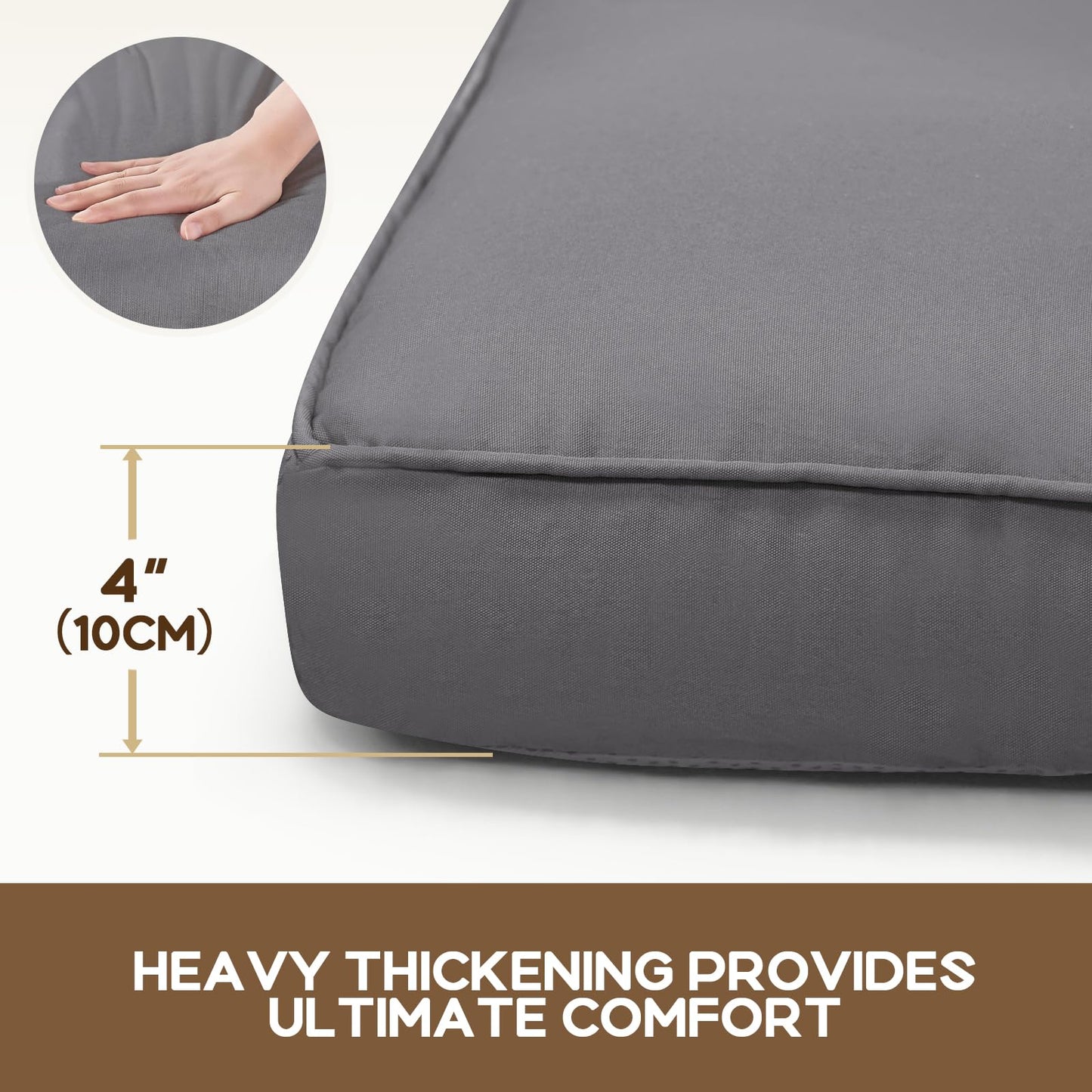 CTLAMK Breakfast Nook Cushions Set of 4, Waterproof Oxford Fabric Kitchen Nooks Cushions, Soft Polyester Filling Cozy Supportive Nooks Cushion, Breakfast Nook Cushion Cozy Dining Area Seating,Grey