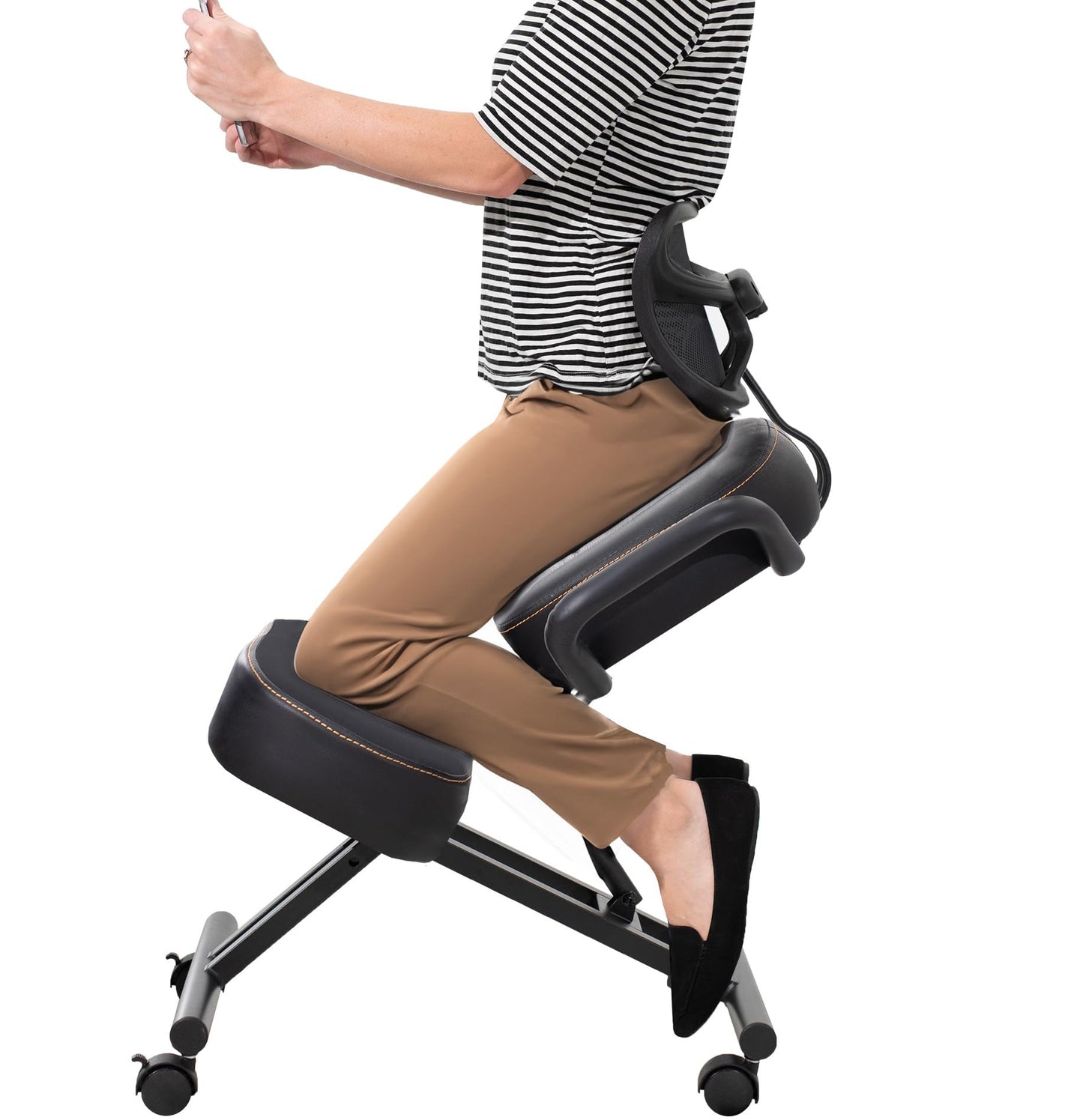 DRAGONN by VIVO Ergonomic Kneeling Chair with Back Support, Adjustable Stool for Home and Office with Angled Seat for Better Posture - Thick Comfortable Cushions, Black, DN-CH-K02B