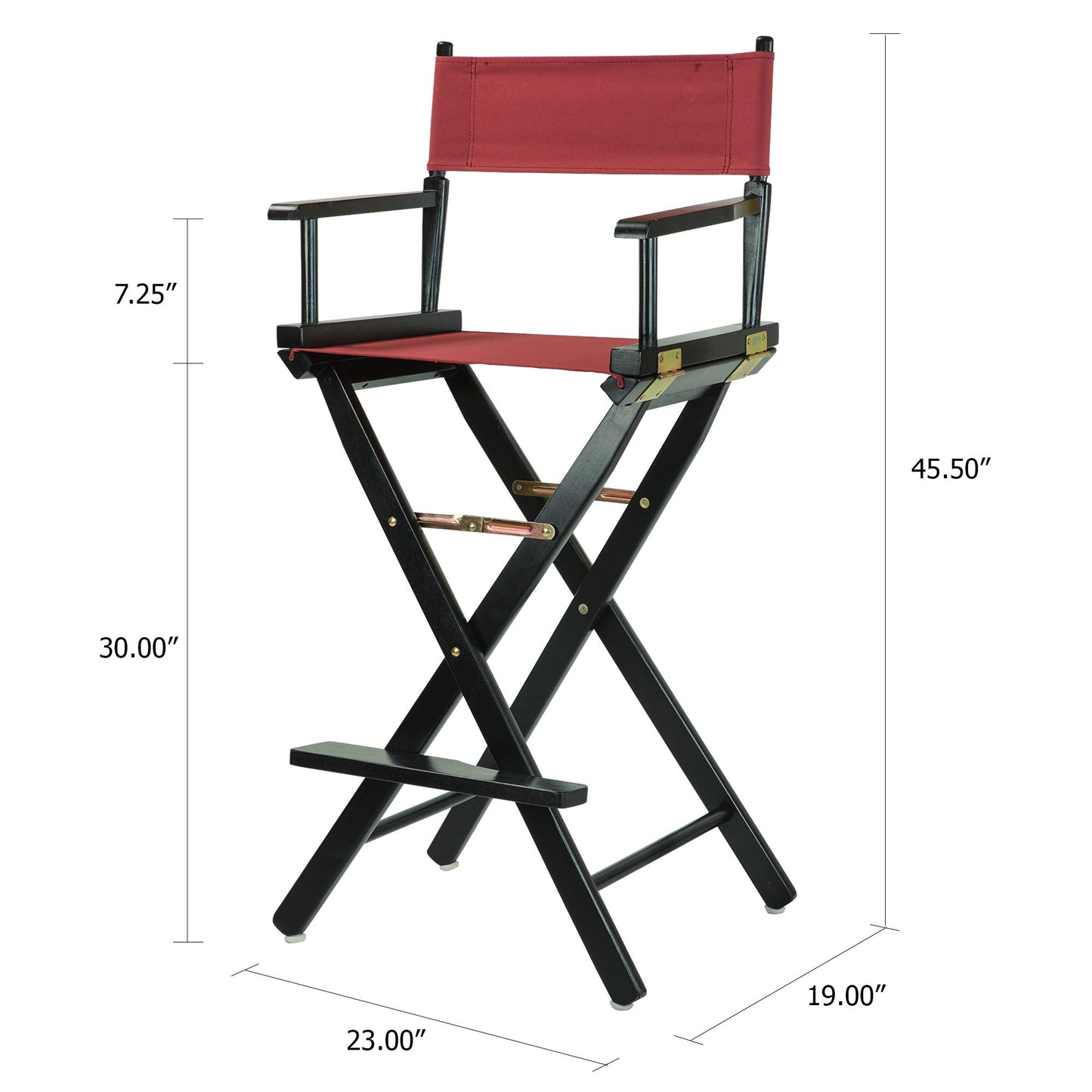 Casual Home 30" Director's Chair Black Frame-with Burgundy Canvas, Bar Height