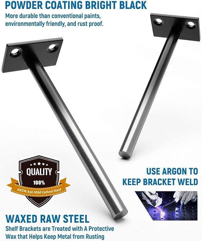 LEOPO 8-Pack 10 inch Floating Shelf Brackets, Hidden Shelf Bracket