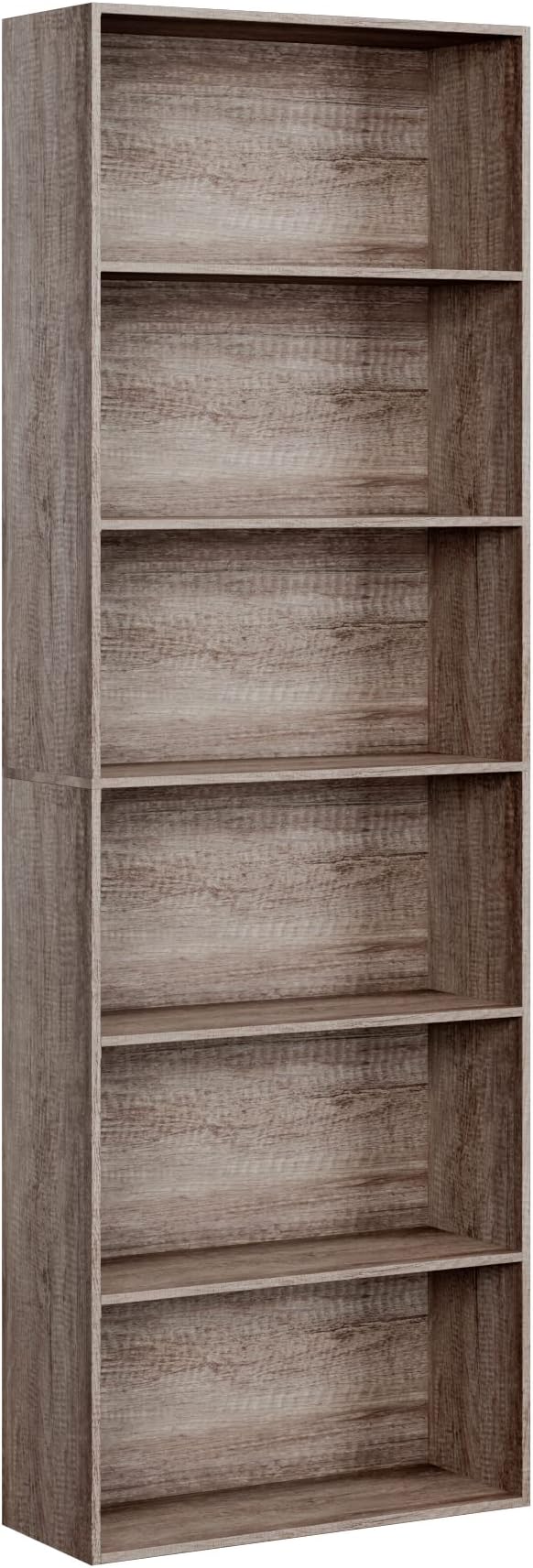 FOTOSOK 6-Tier Open Bookcase and Bookshelf, Freestanding Display Storage
