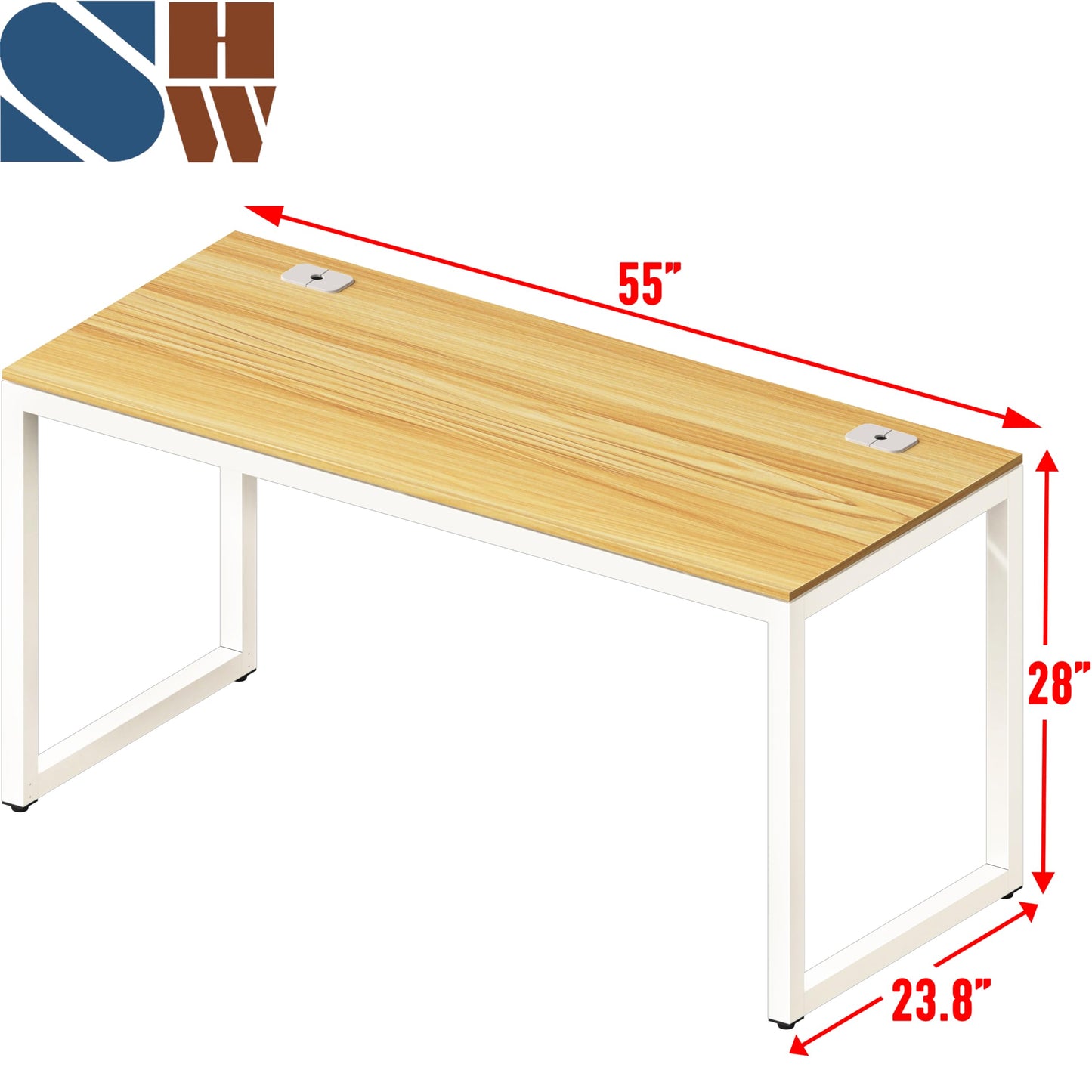 SHW 55-Inch Commercial-Grade Office Computer Desk, Oak