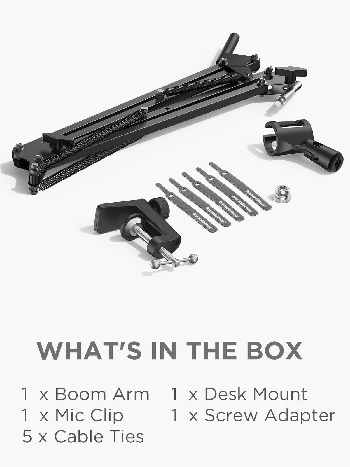 InnoGear Boom Arm Microphone Mic Stand for Blue Yeti HyperX QuadCast SoloCast Snowball Fifine Shure SM7B and Other Mic, Black