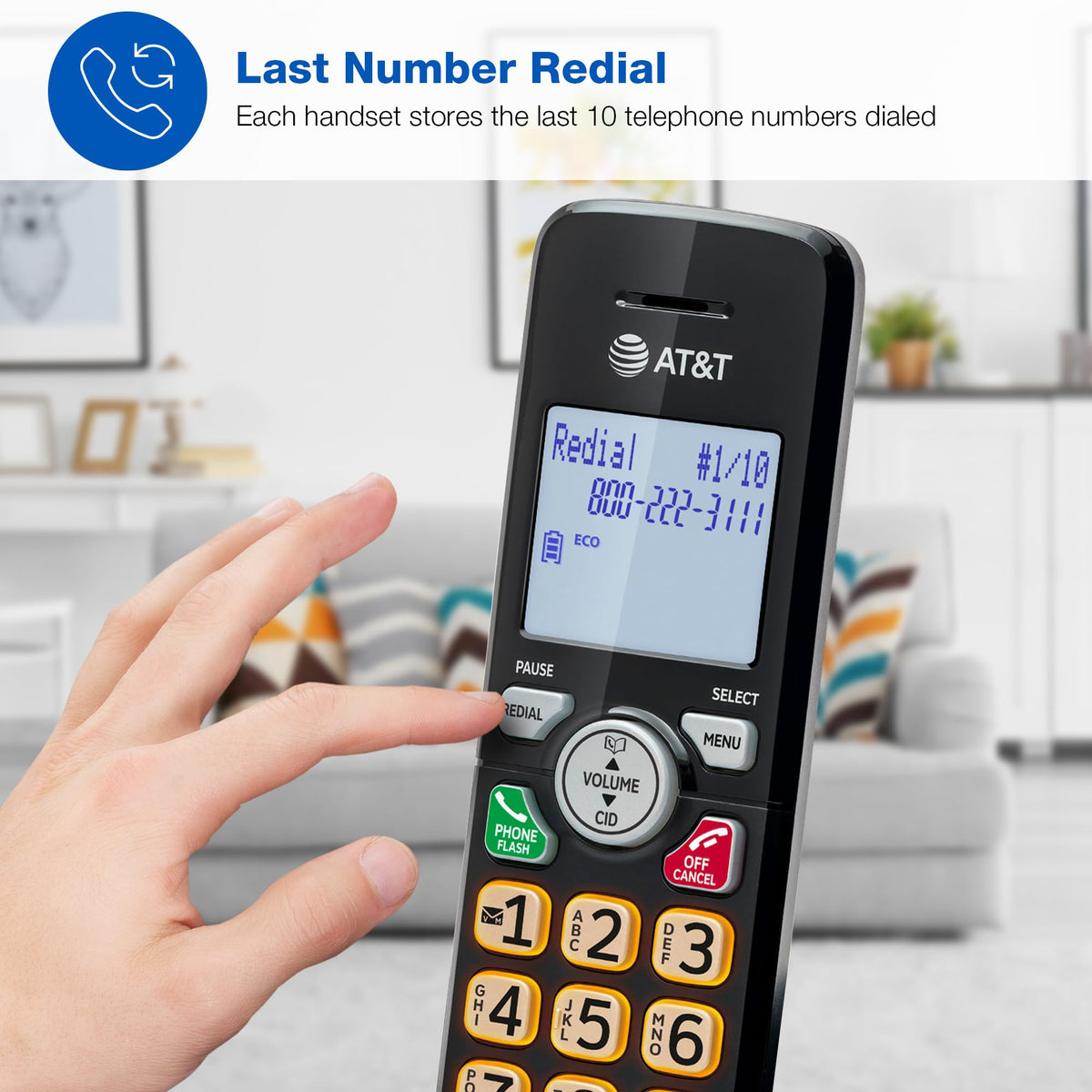 AT&T EL1121-21 2-Handset DECT 6.0 Cordless Landline Phone with Caller ID, Full-Duplex Speakerphone, Backlit Display & Keypad - Quiet & ECO Mode