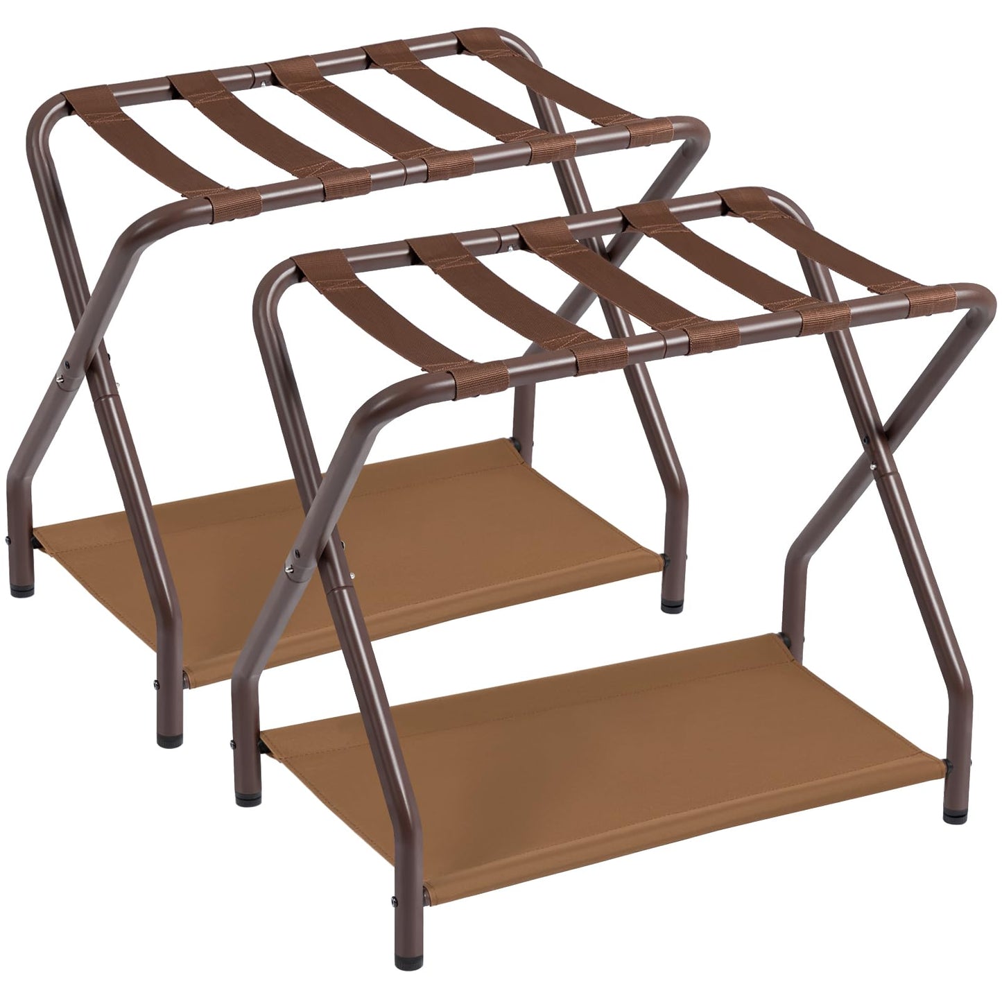 AMHANCIBLE Luggage Rack, Set of 2, Foldable Suitcase Stands for Guest Room, Metal Luggage Holder with Storage Shelf for Bedroom, Hotel, Easy Assemble, Bronz HLR02BZ