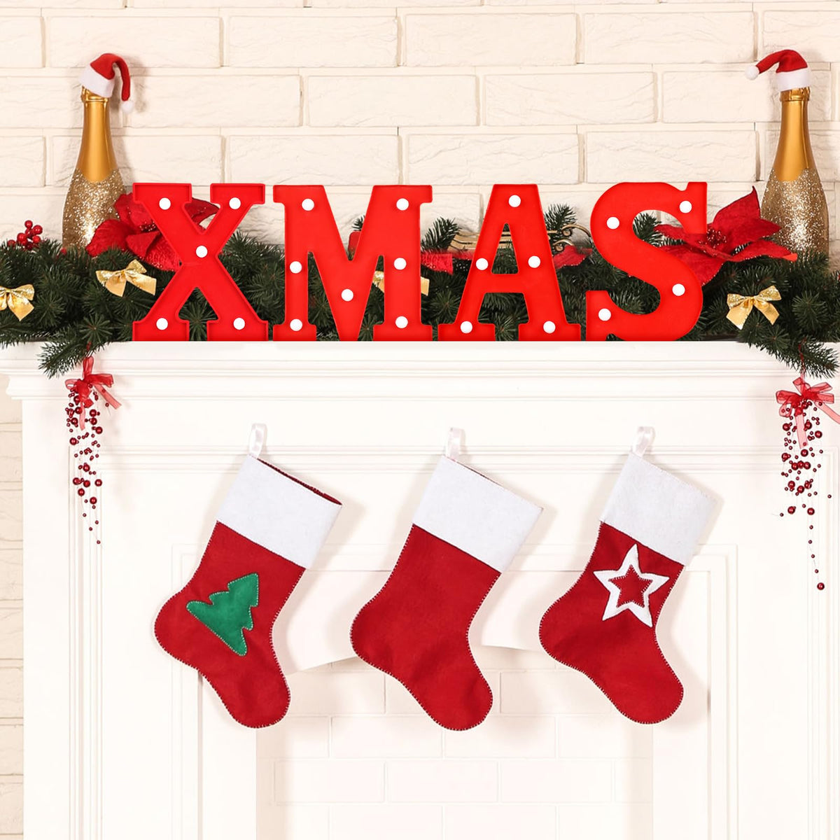VIHOSE Christmas LED Letter Lights Sign Table Decoration Xmas Light up Letters Battery Powered Letter for Indoor Christmas Decoration Home Bar Party Bedroom Tabletop Gift