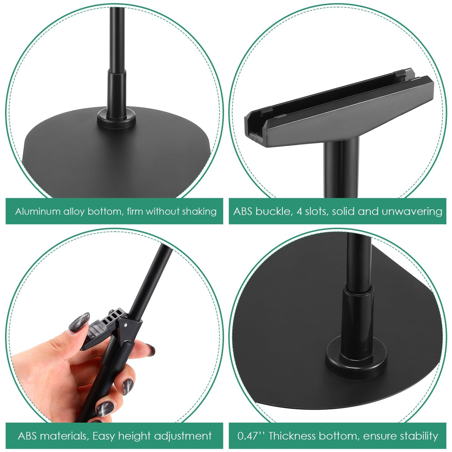 Jutom 6 Pack Adjustable Pedestal Stand Holder 8.5 x 11 Inch Heavy Duty Aluminum Sign Holder Vertical and Horizontal Sign Poster Stands Floor Standing Display for Advertisement Menu Display(Black)