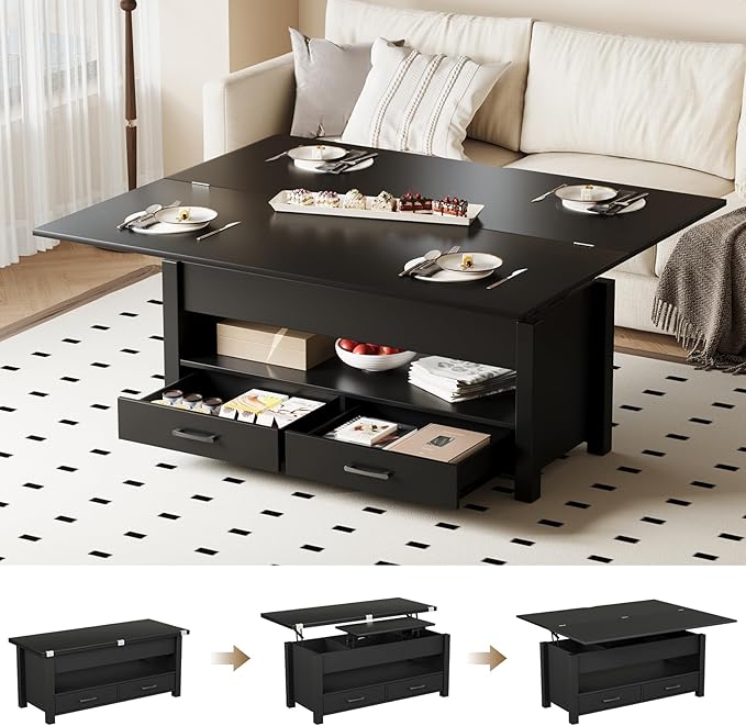 Garvee 40" Coffee Table Lift Top, Converts to Dining Table