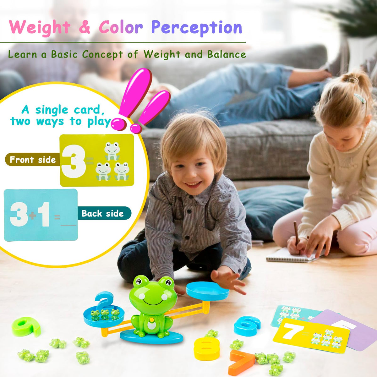lonfypeng Frog Balance Counting Toys, Cool Math Learning Games for Boys and Girls, Educational Number Preschool Toy, Fun Children's Gift STEM Math Games for Kids Age 3+ (63 PCS)