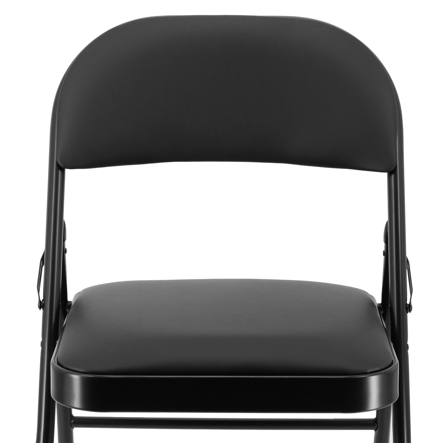 Elama 4 Piece Metal Indoor/Outdoor Folding Dinner Chairs with Faux Leather Padded Seats (Black1)