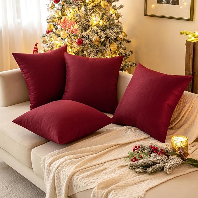 MIULEE Pack of 2 Decorative Outdoor Solid Waterproof Throw Pillow Covers Faux