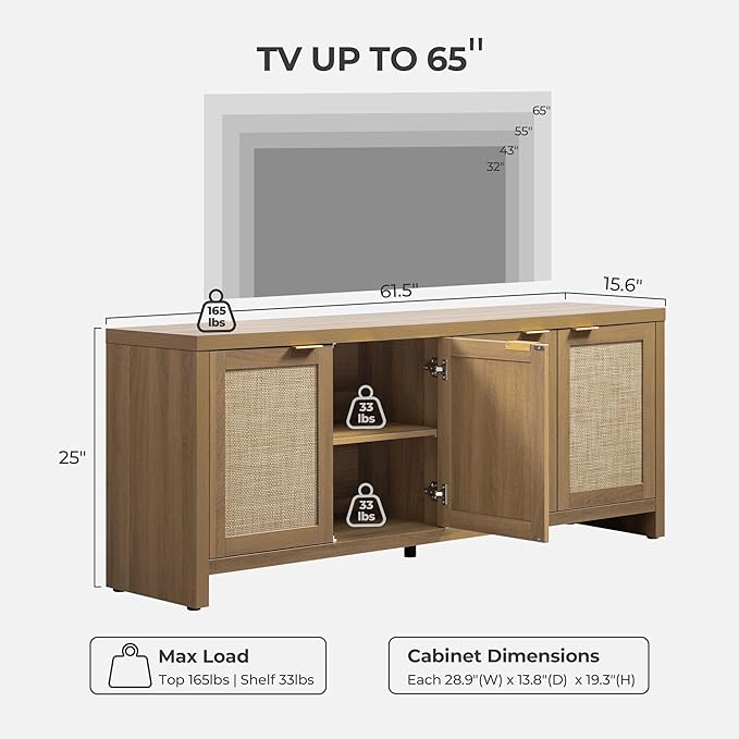 SICOTAS TV Stand for Living Room Boho Entertainment Center for Bedroom