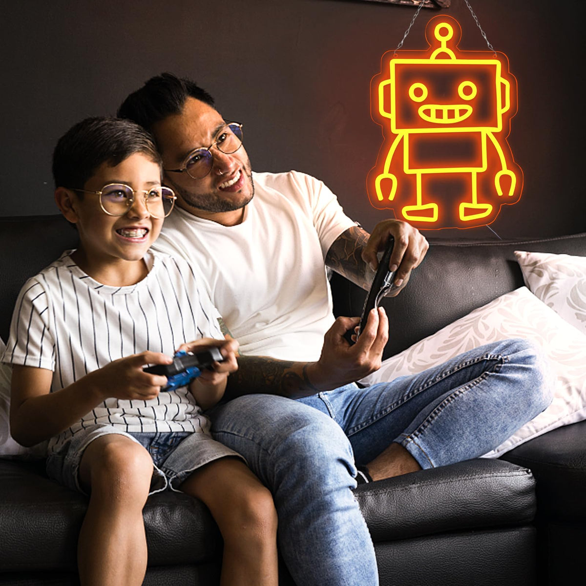 TOPQUALI Robot Neon Signs Robot LED Neon Light Decor for Game Room, Baby Living Room,Kids Room,Party,Birthday,Christmas Signs for Boys,Kids Gift13.8 * 10.1 Inch