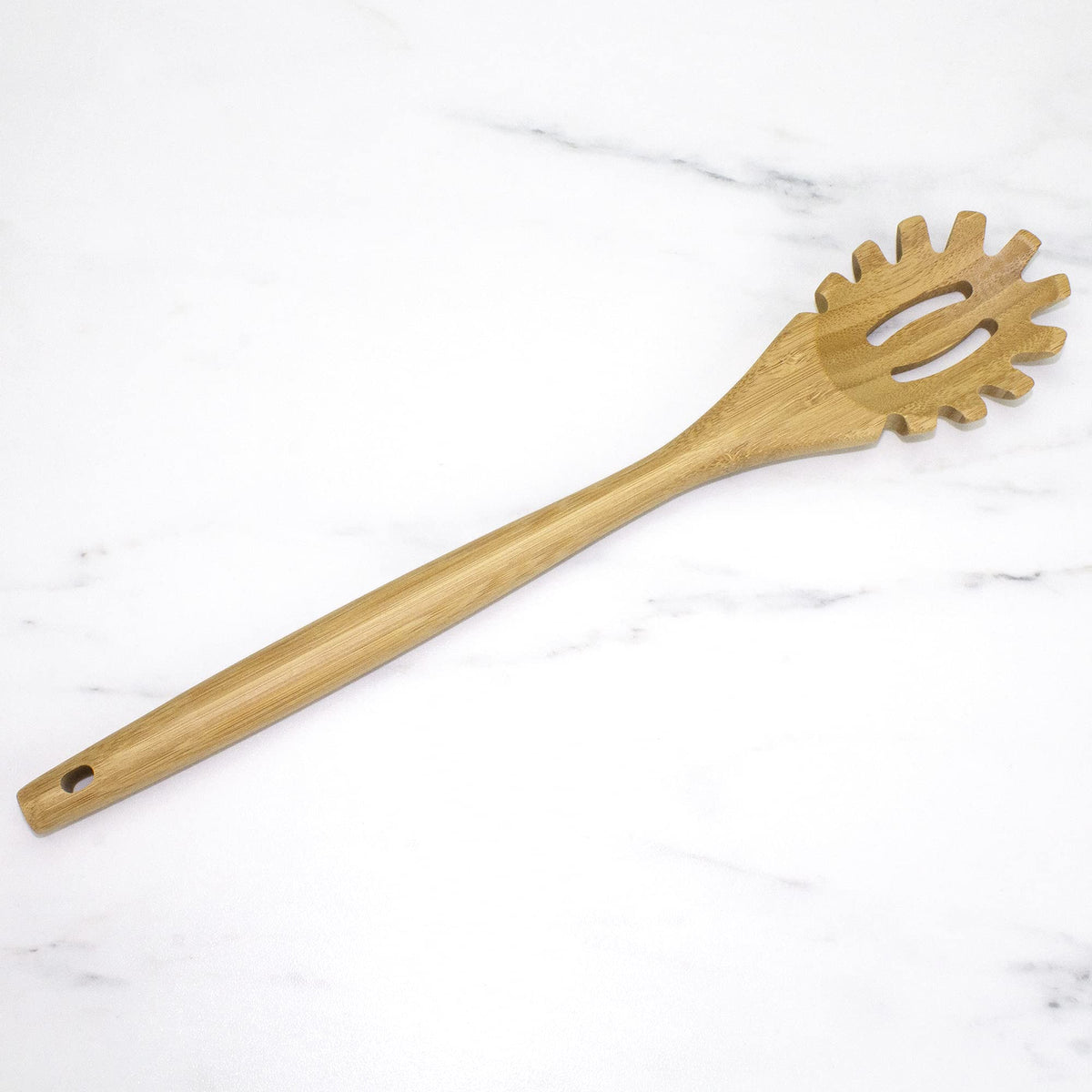 Totally Bamboo 14" Spaghetti Spoon – Natural Bamboo Pasta Server with Teeth | Eco-Friendly, Nonstick Safe, Durable Kitchen Utensil
