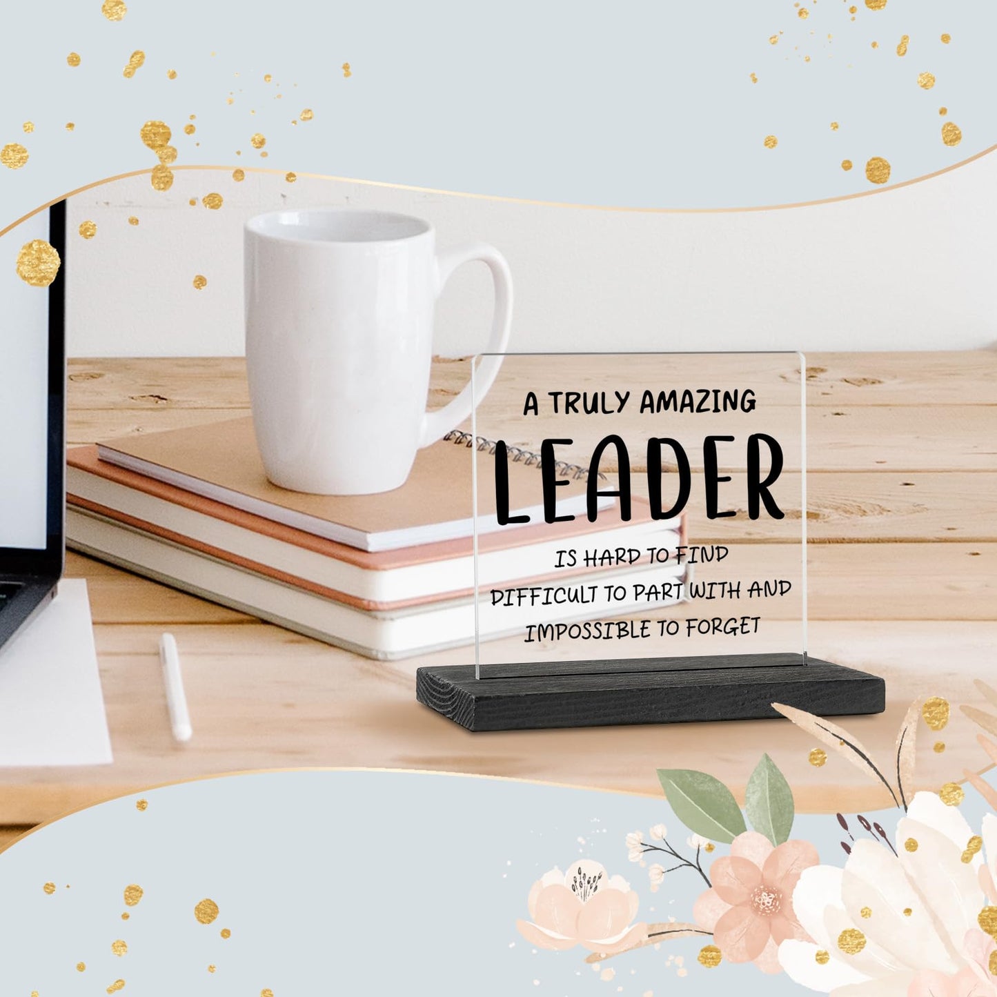 GBA62 Leader Appreciation Gifts for Women - Inspirational Manager Boss Mentor Director Signs for Home Office Cubicle Desk Shelf Table Decor