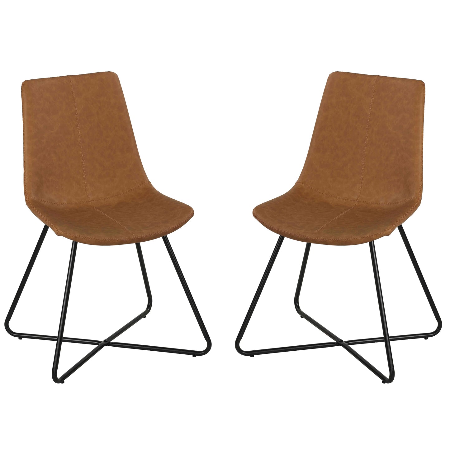 Cortesi Home Tangier Dining Chair in Saddle Brown Faux Leather (Set of 2)