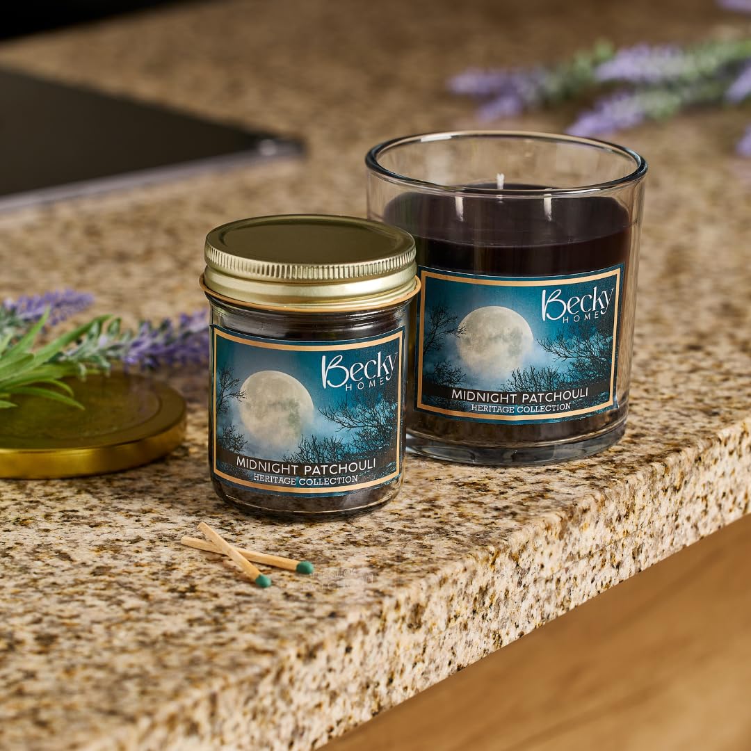 Becky Home 8oz Patchouli Scented Candles for Home, 45 Hrs Soy Wax Candle for Stress Relief, House Aromatherapy Candle Fall Gifts for Men and Women