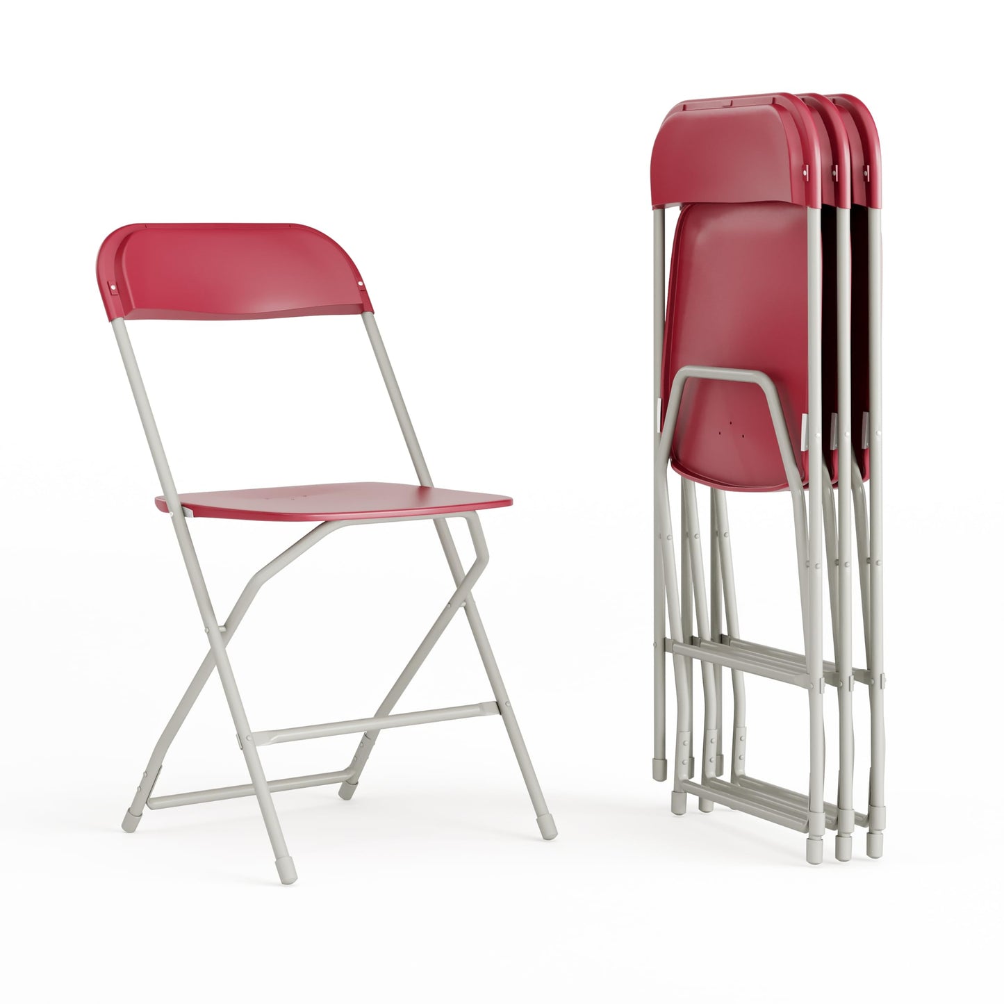 Flash Furniture Hercules Series Plastic Folding Chair - Red - 4 Pack 650LB Weight Capacity Comfortable Event Chair-Lightweight Folding Chair