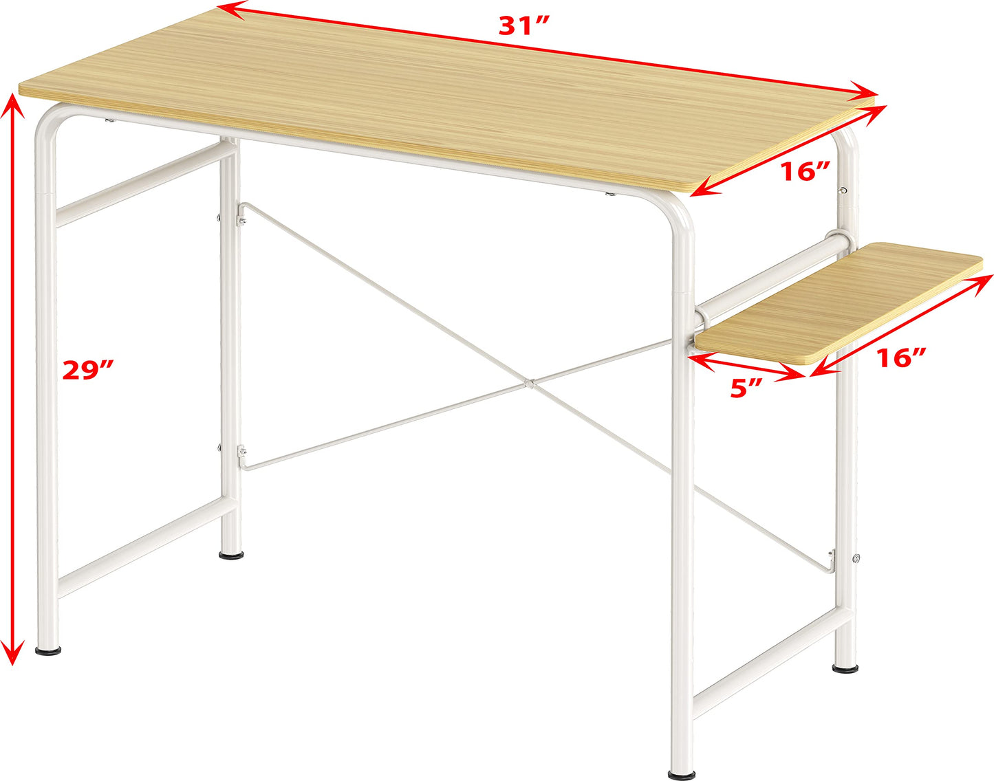 SHW Small Gaming Home Office Computer Desk with Shelf, Oak