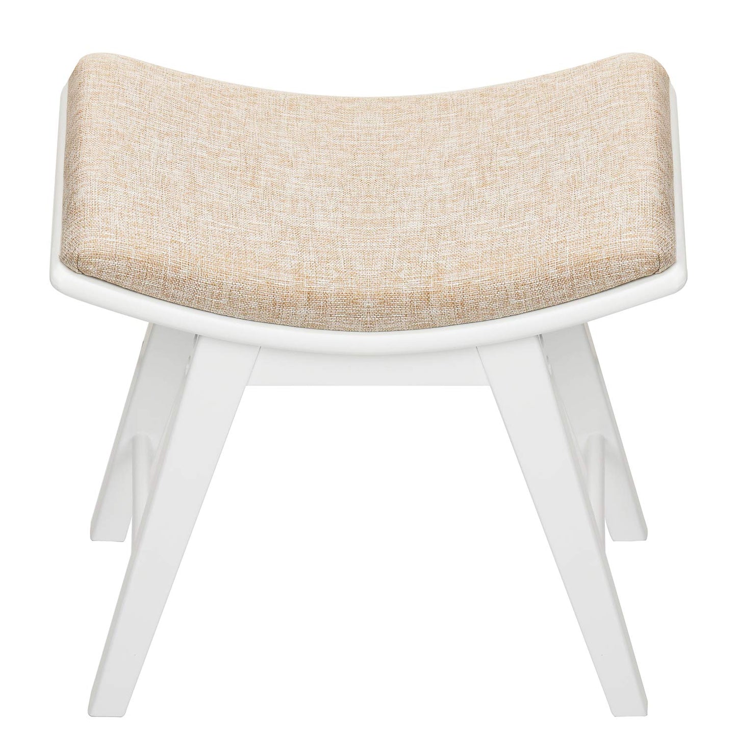 URFORESTIC Oak Wood Vanity Stool, Modern Makeup Dressing Stool with Concave Seat Surface,Capacity 300lb, Easy Assembly (White)