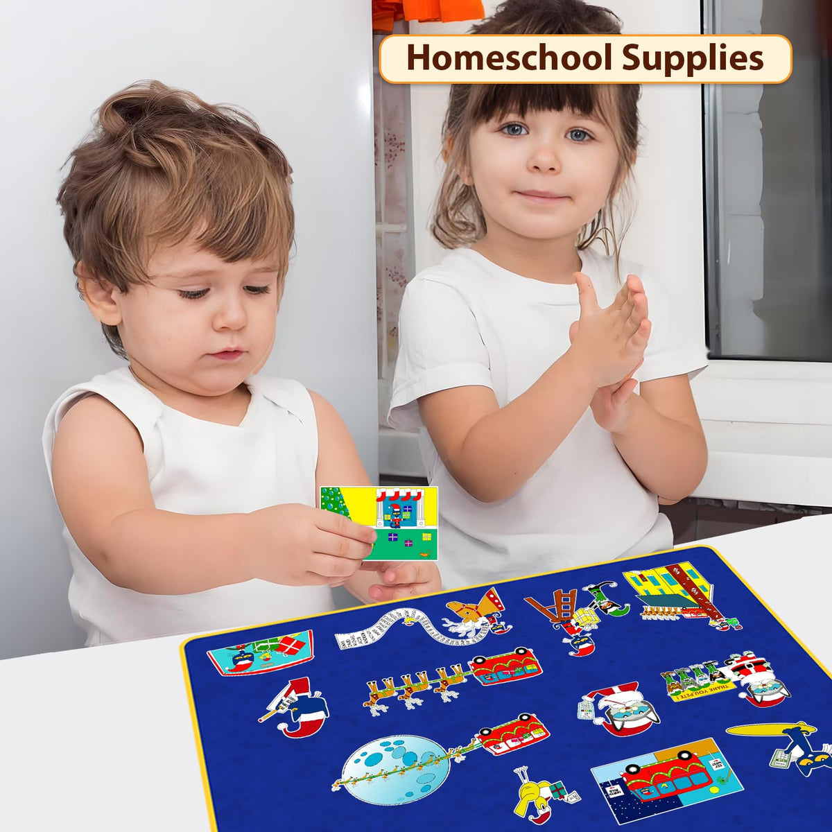 Ai fsem Pete's Saves Christmas Felt Board Story Sets Toddler Interactive Toys Flannel Board Stories for Preschool Storytelling Learning Education Toys