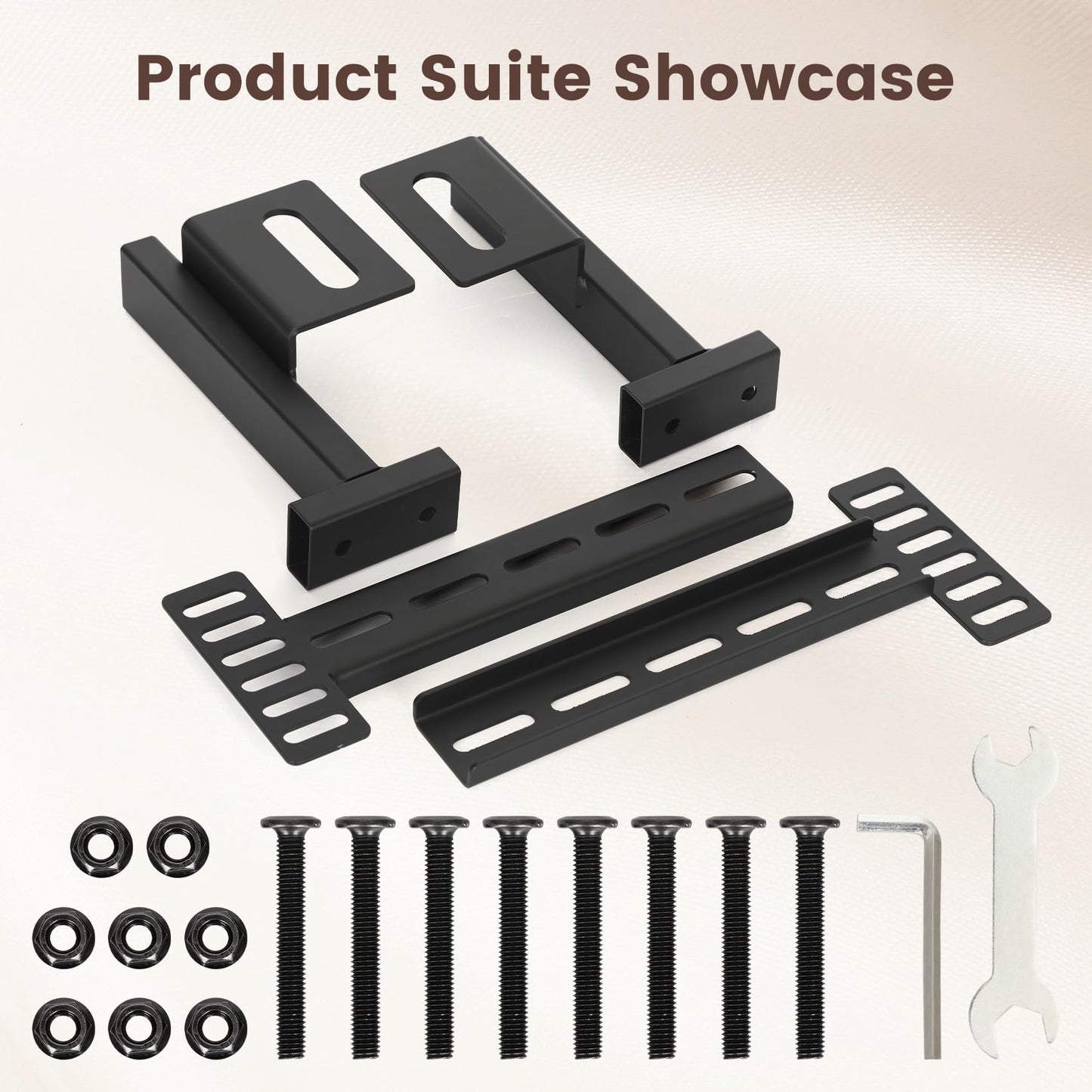 Thickened Headboard Brackets For Metal Bed Frame, Suitable For Double Bed, Standard Beds, Queen Beds, And King Bed, Adjustable Headboard Brackets With Footboard Extension Kit, Matte Black , 2 PCS