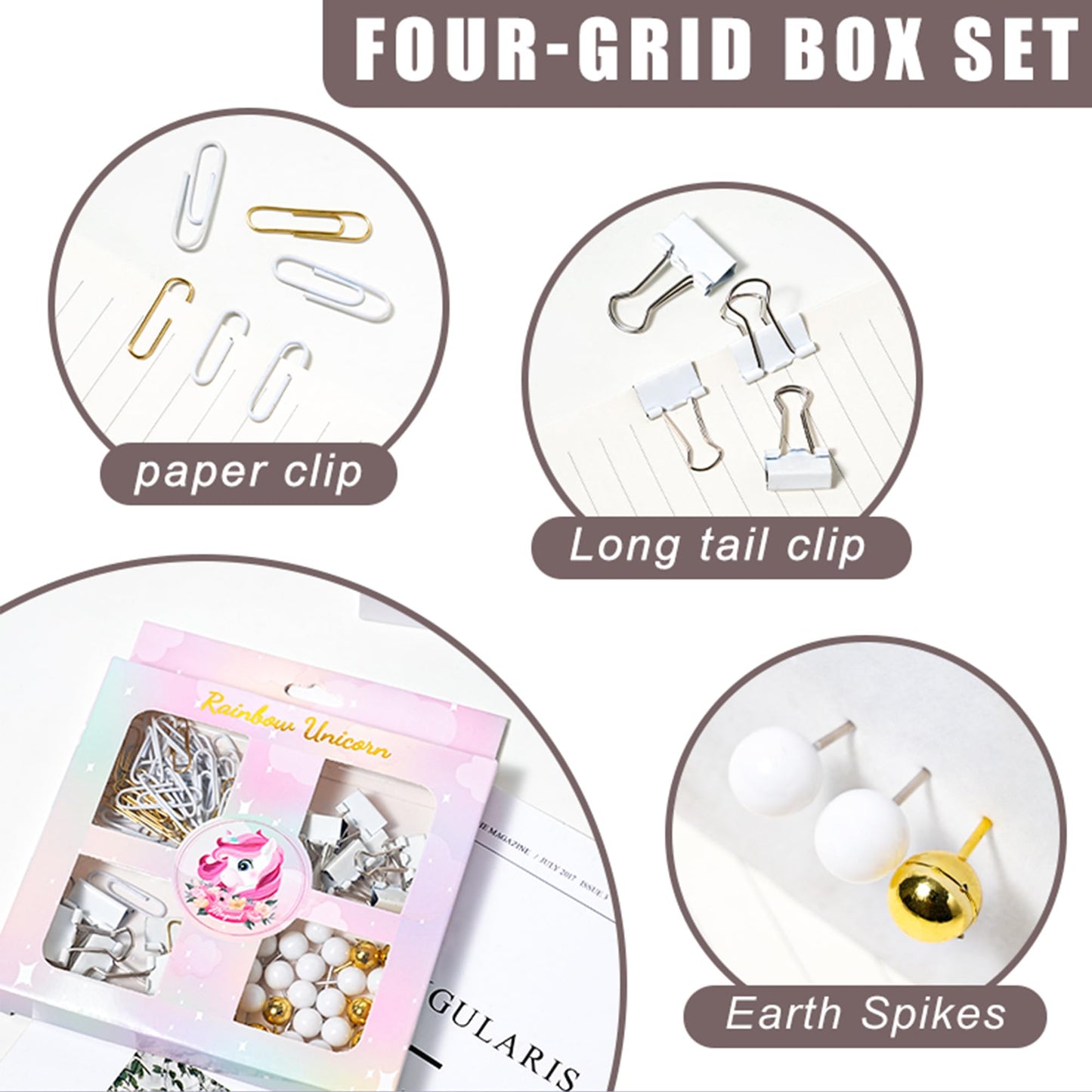 COMFYROOM Desk Accessories with Pen Holder, Office Supplies Desk Organizers and Accessories, Tape Dispenser, Stapler, Staple Remover, Staples, Clips Set, Ruler, Scissor, Pen, Tape (White)