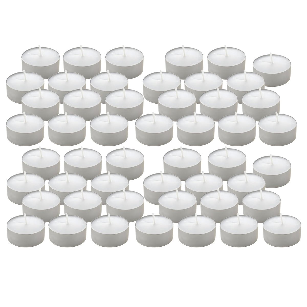 Tea Light Candles, 50‑Count – 4.5‑Hour Long‑Burning White Tealights for Warmers – Non‑Toxic, Smokeless & Soot‑Free Unscented Candles for Parties, Décor & Shabbat