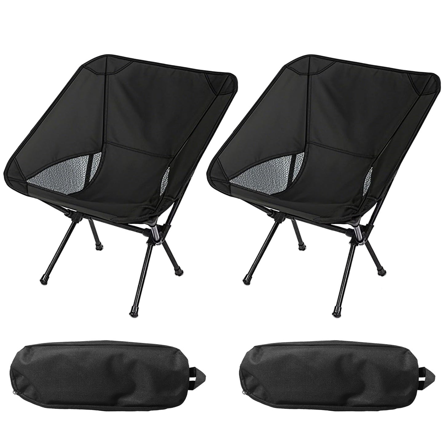 Wind Tour Portable Camping Chair Foldable Outdoor Chair for Hiking Camp Backpacking Lawn Beach Fishing Picnic with Carry Bag (Black-2)